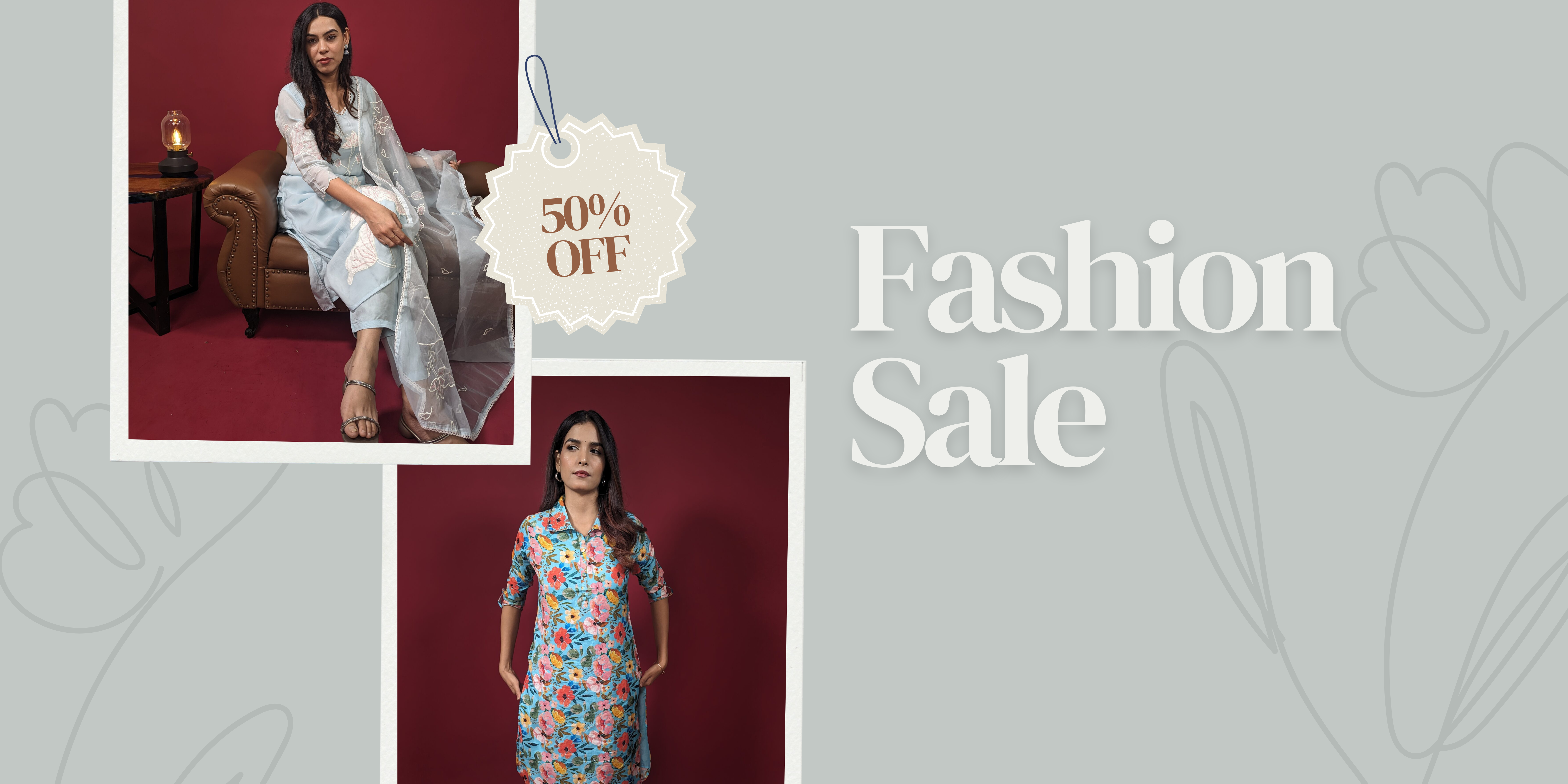 Simple Modern Photo Collage Autumn Fashion Sale Banner (2)